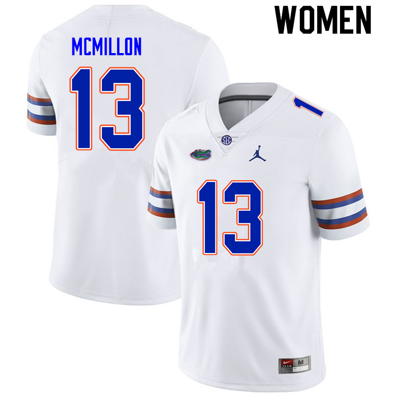 Women #13 Donovan McMillon Florida Gators College Football Jerseys Sale-White - Click Image to Close